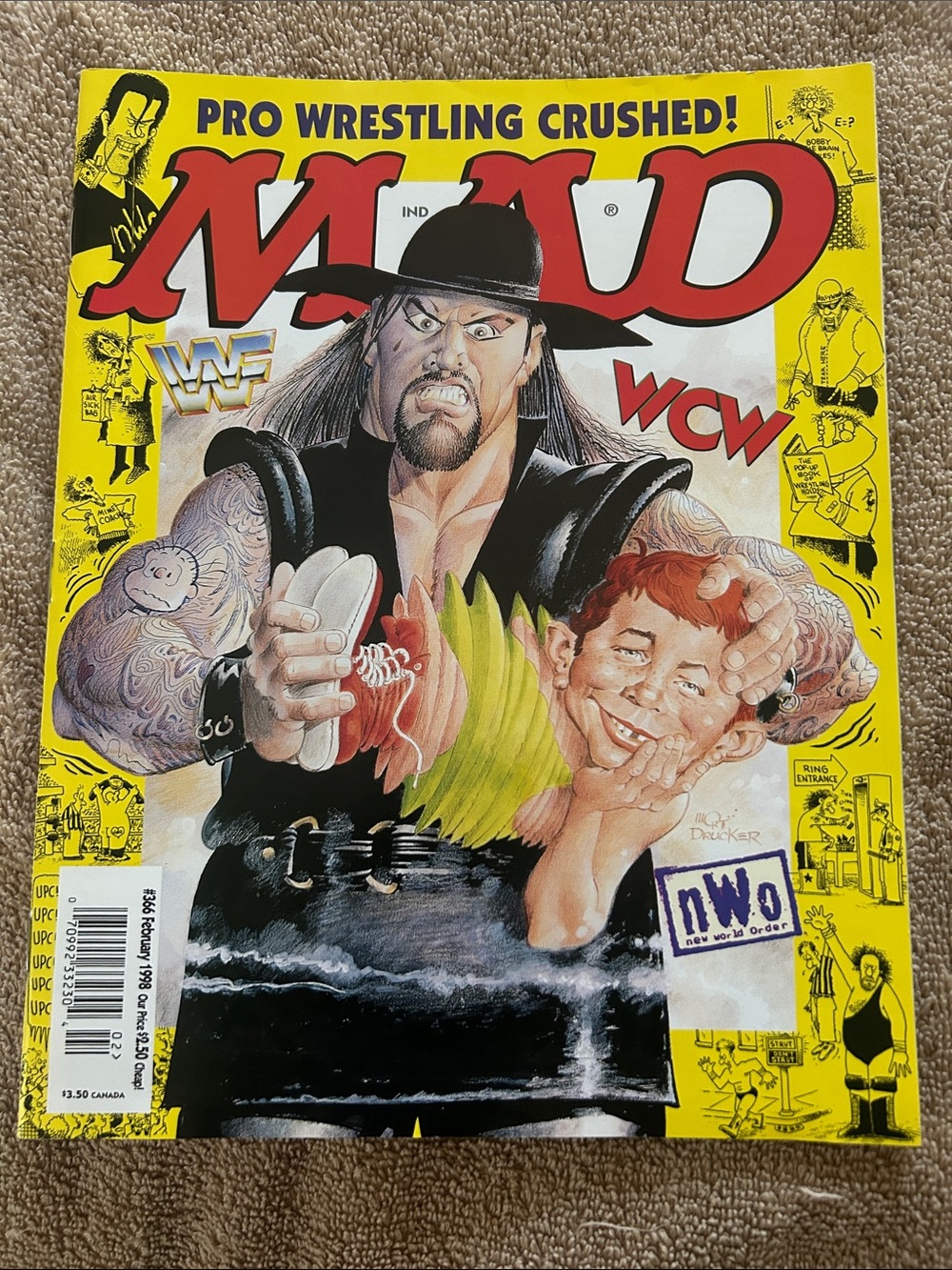 MAD Magazine #366 featuring professional wrestling themed on cover